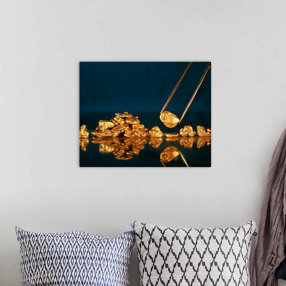 A bohemian room featuring Gold. Nuggets made of gold. Gold is the 79th element of the periodic table, and has a relative at...