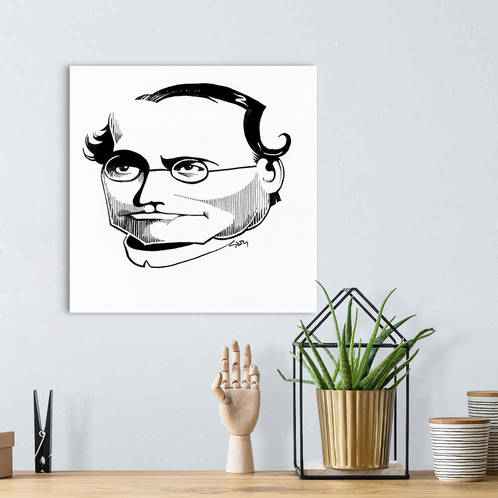A bohemian room featuring Gregor Mendel (1822-1884). Caricature of the Austrian botanist and founder of genetics Gregor Joh...