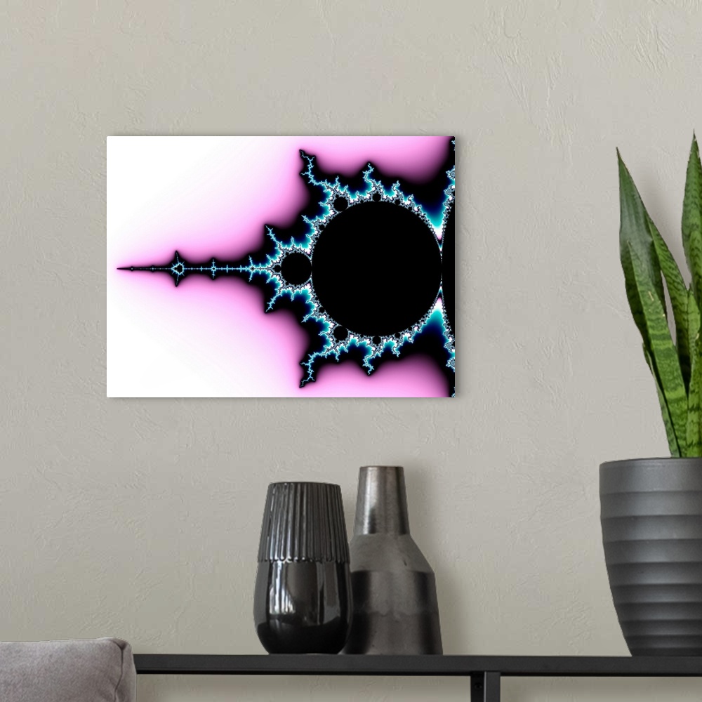 A modern room featuring Mandelbrot fractal. Computer-generated image derived form a Mandelbrot Set.