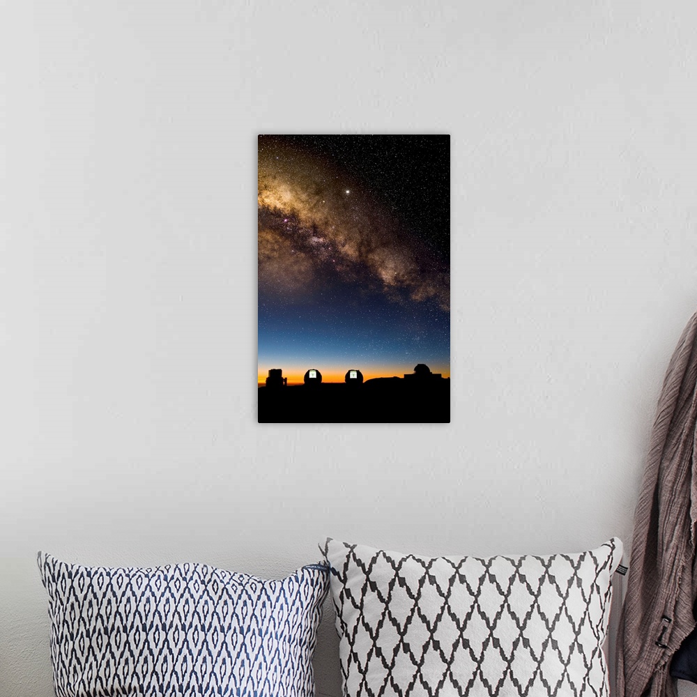 A bohemian room featuring Milky way and observatories. These observatories are on the summit of Mauna Kea, Hawaii, USA. Fro...