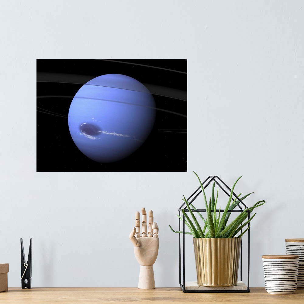 A bohemian room featuring Neptune. Artwork of Neptune, the outermost planet in the solar system. Neptune is a gas giant, co...