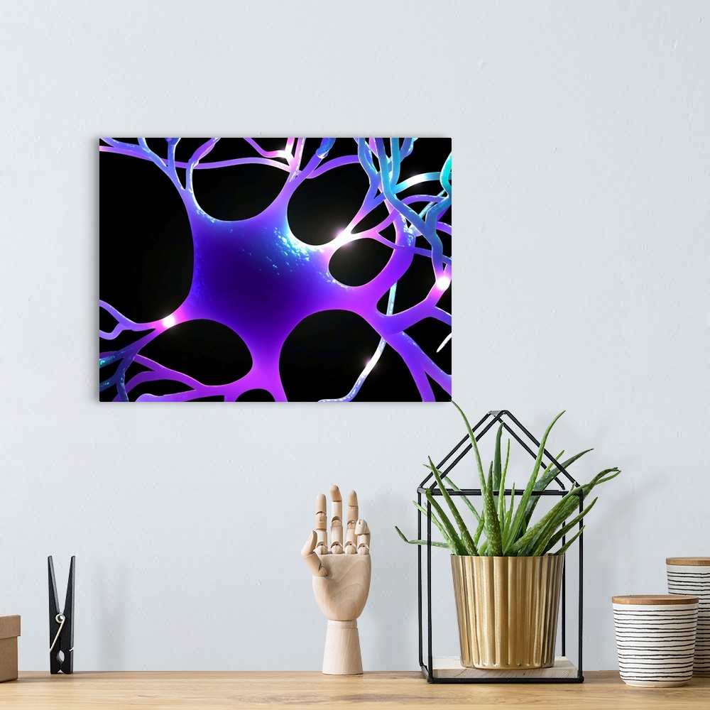 A bohemian room featuring Nerve cell, computer artwork.
