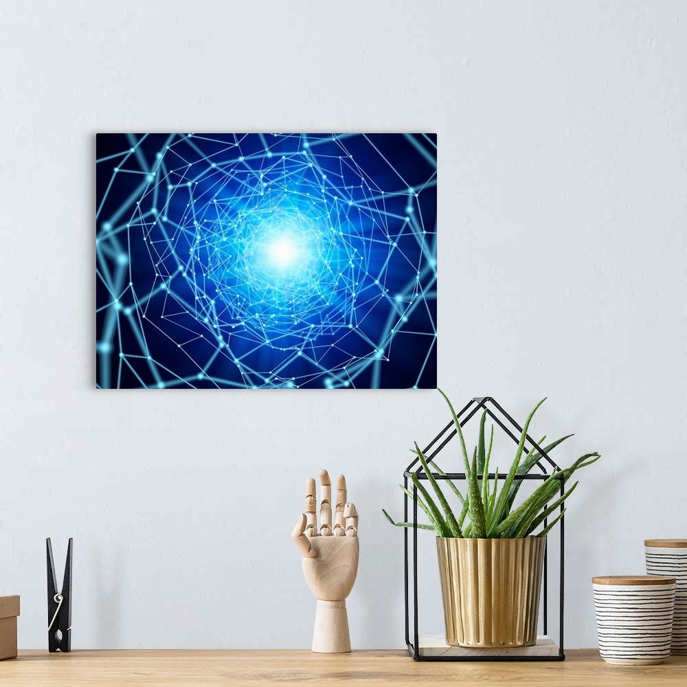 A bohemian room featuring Network, abstract illustration.