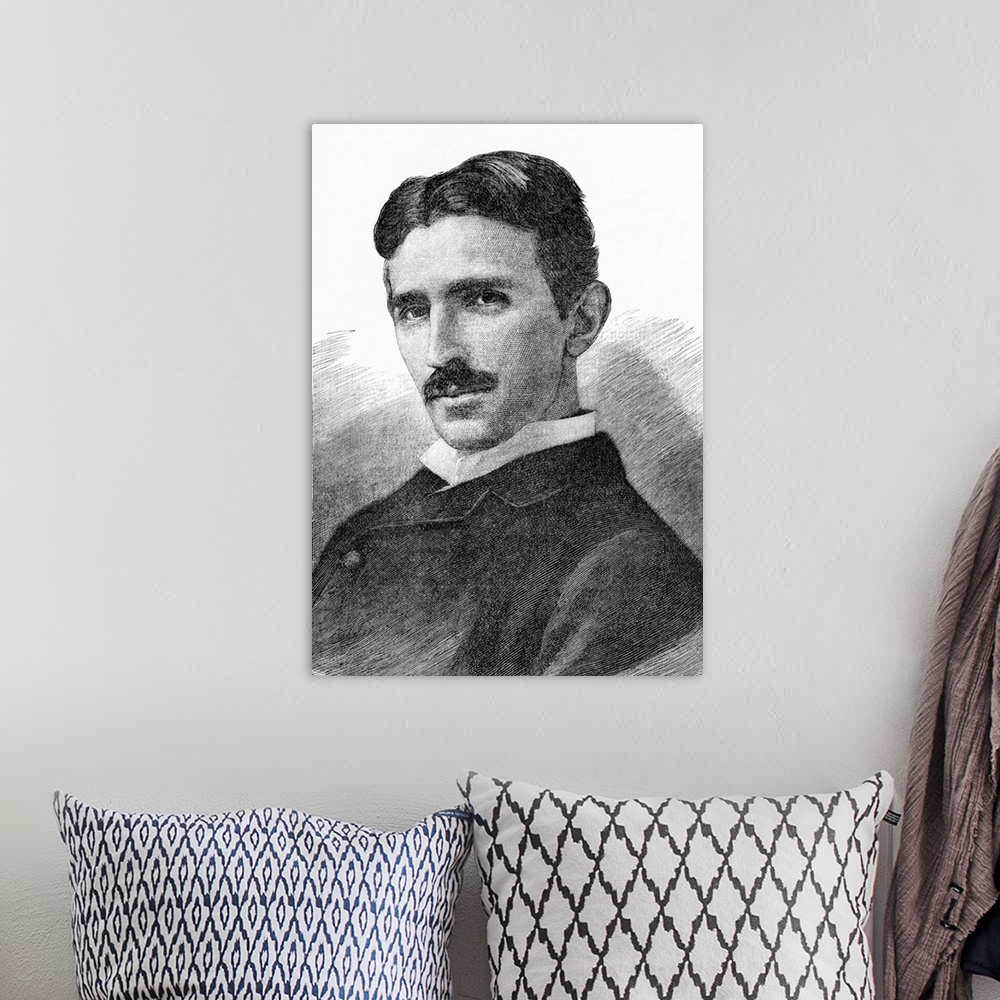 A bohemian room featuring Nikola Tesla (1856-1943), Serb-US physicist and electrical engineer. Tesla was educated at Graz a...