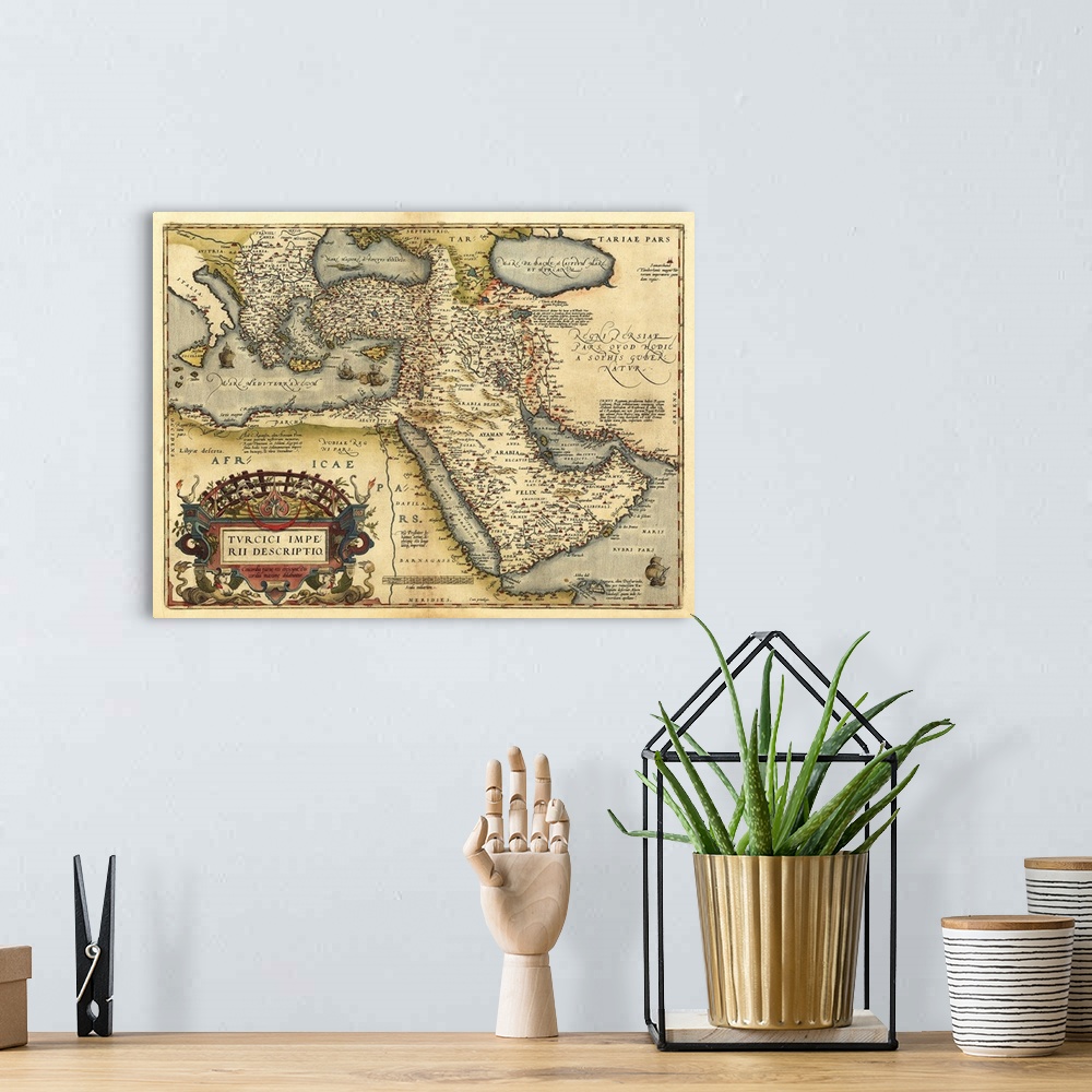 A bohemian room featuring Ortelius's map of the Ottoman Empire. This map is from the 1570 first edition of Theatrum orbis t...