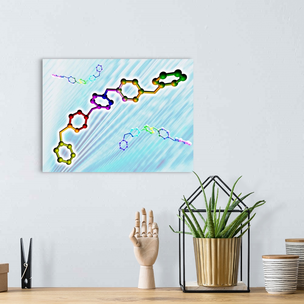 A bohemian room featuring Polymer molecular structure. Computer artwork of a polymeric structure. A polymer is formed by ad...