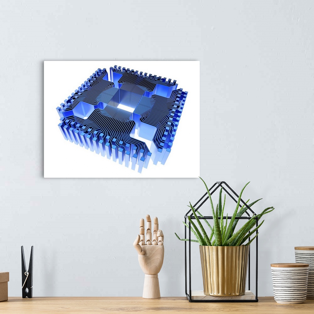 A bohemian room featuring Quantum computer. Conceptual computer artwork of electronic circuitry as part of a quantum comput...