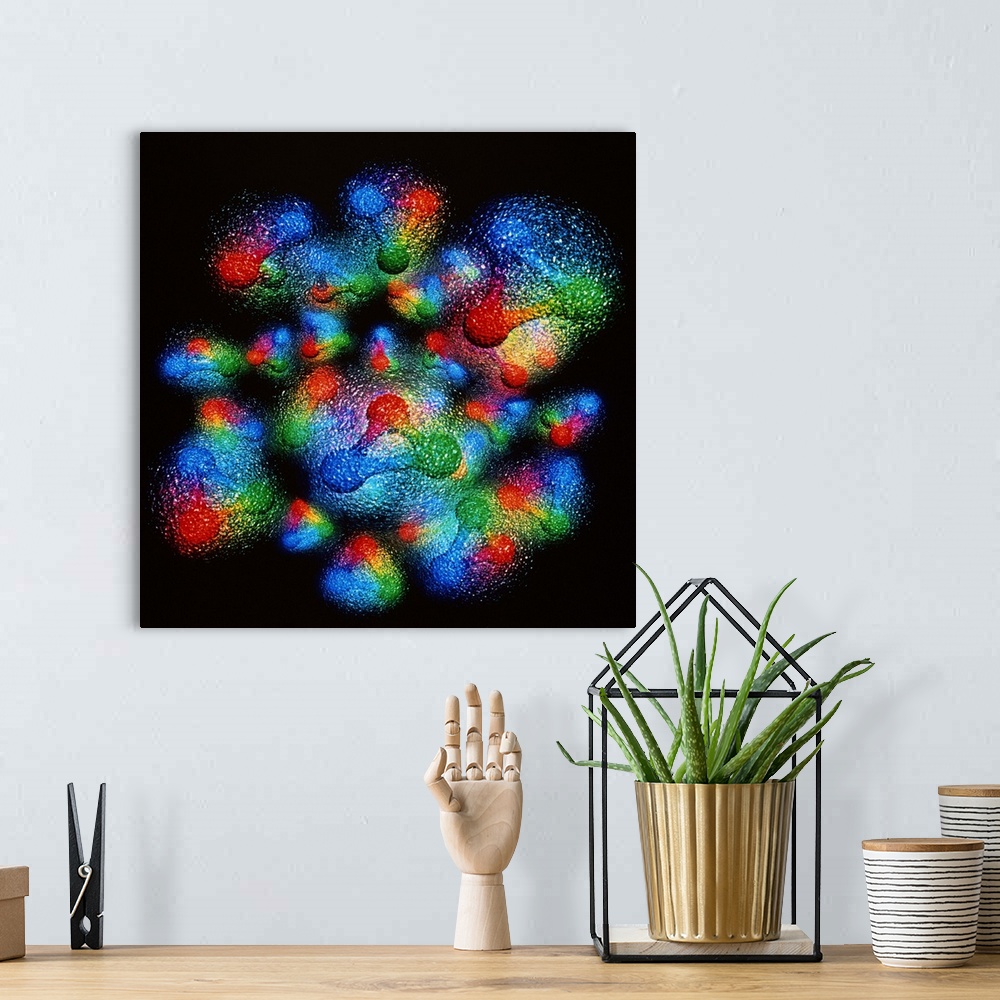 A bohemian room featuring Visualisation of a silicon nucleus. This image represents the nucleus of a silicon atom. The nucl...
