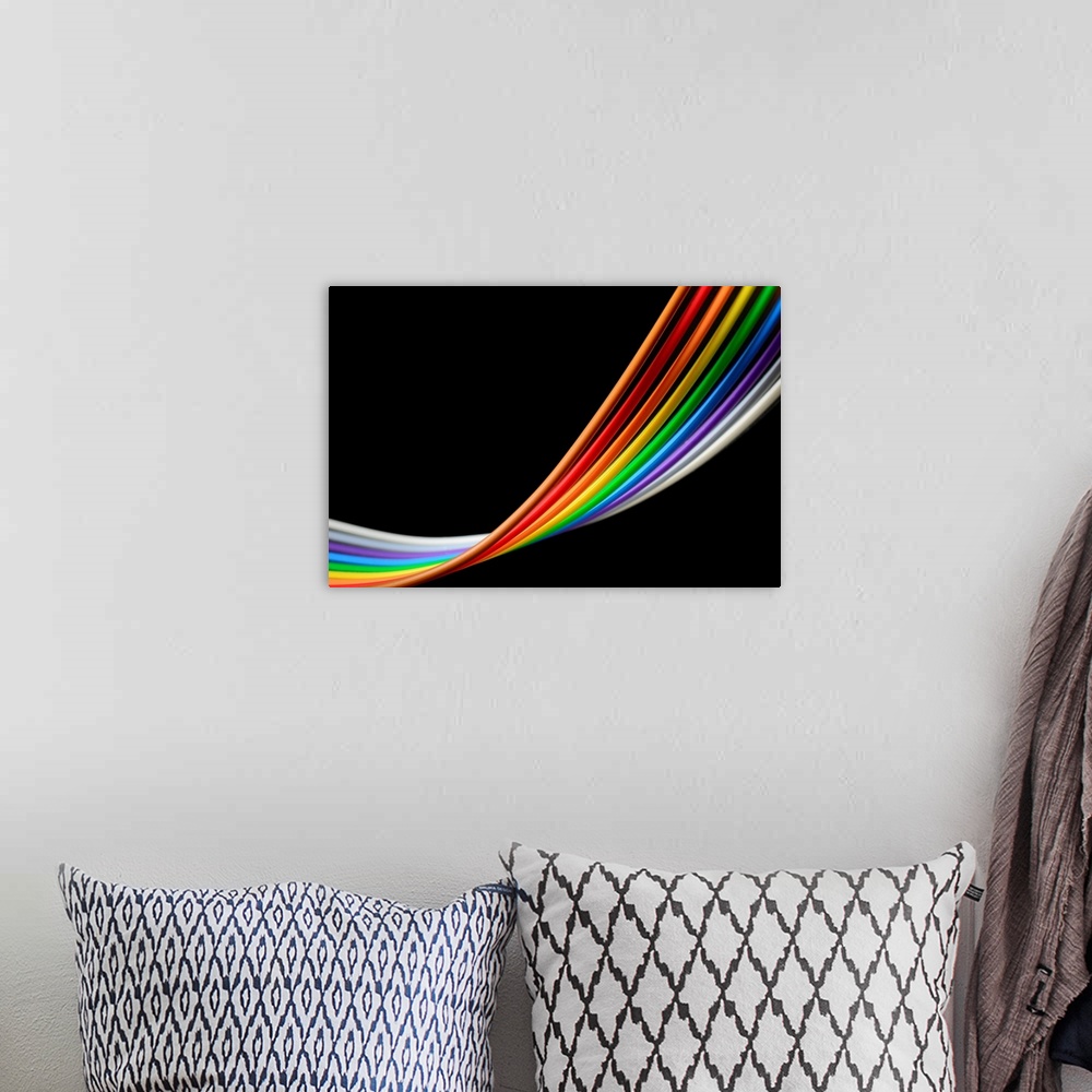 A bohemian room featuring Rainbow ribbon cable. A ribbon cable (also known as multi-wire planar cable) is an insulated cabl...