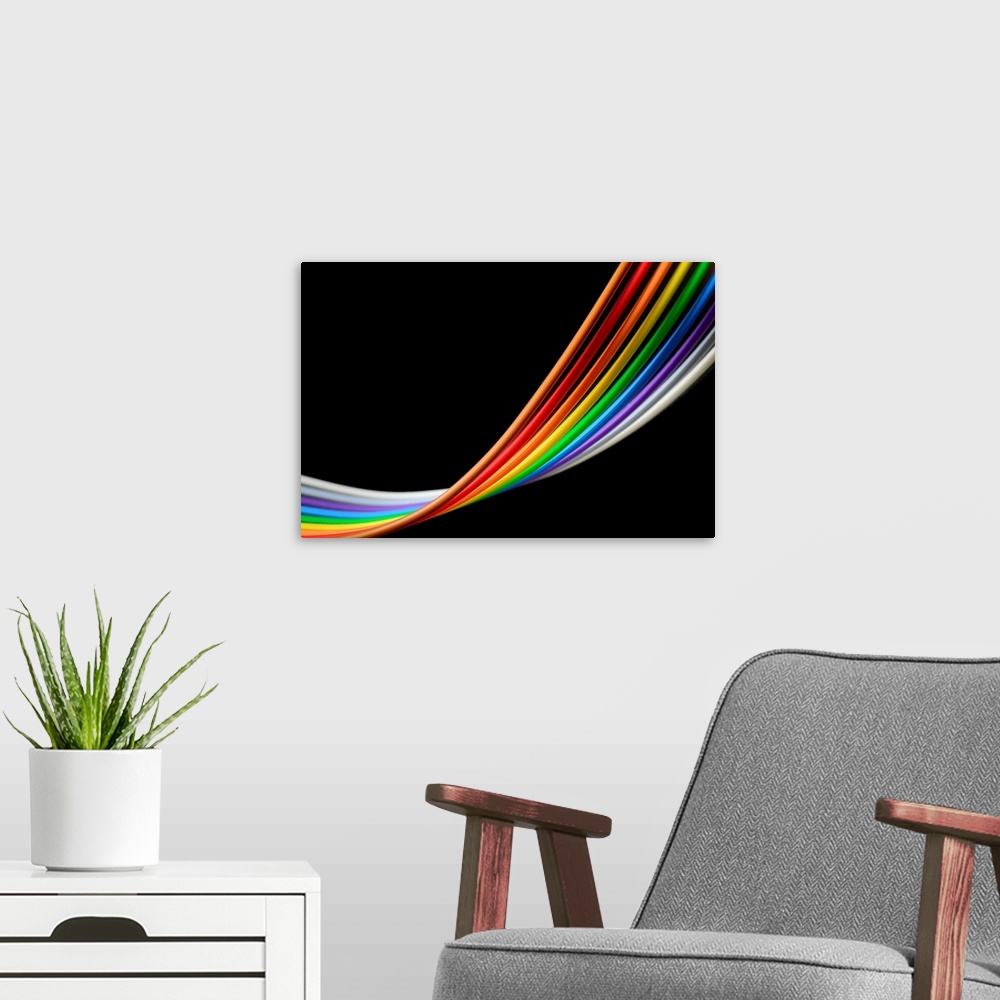 A modern room featuring Rainbow ribbon cable. A ribbon cable (also known as multi-wire planar cable) is an insulated cabl...
