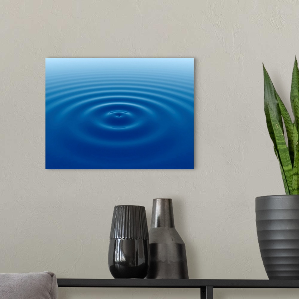 A modern room featuring Ripples on water surface, illustration.