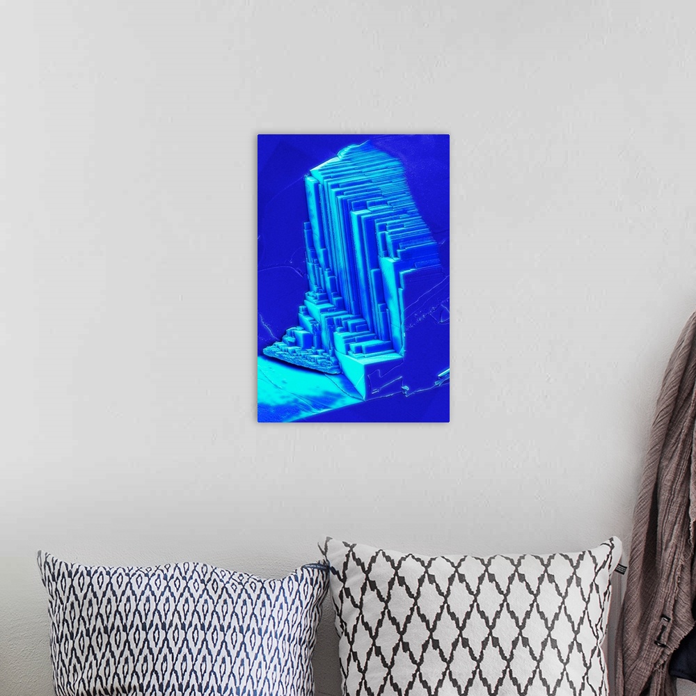A bohemian room featuring Sapphire. Coloured scanning electron micrograph of a fractures sapphire. Sapphire is aluminium ox...