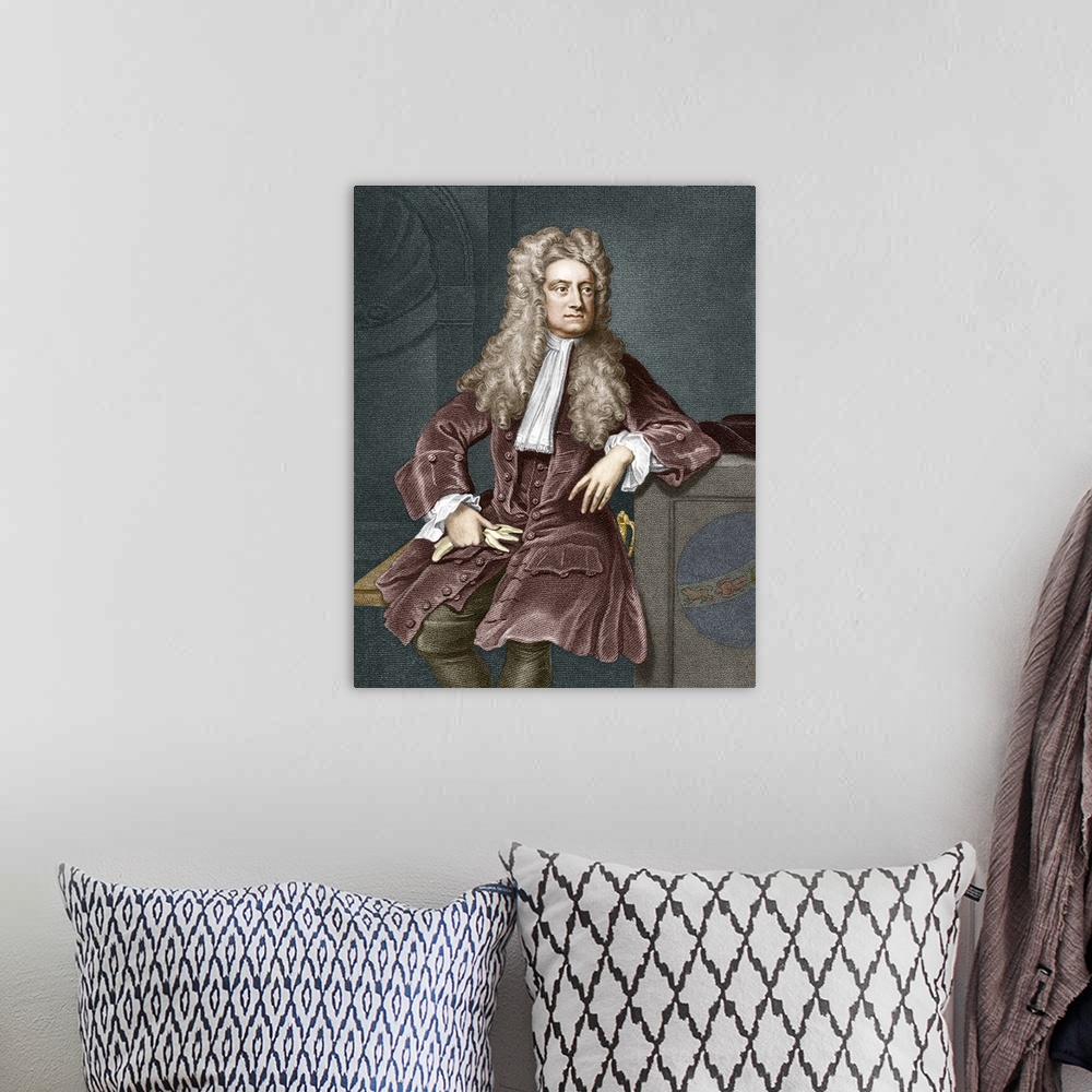 A bohemian room featuring Sir Isaac Newton (1643-1727), British physicist, mathematician and astronomer. Newton's most famo...