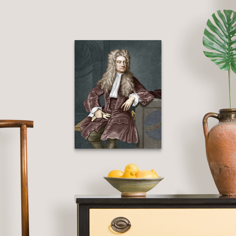 A traditional room featuring Sir Isaac Newton (1643-1727), British physicist, mathematician and astronomer. Newton's most famo...