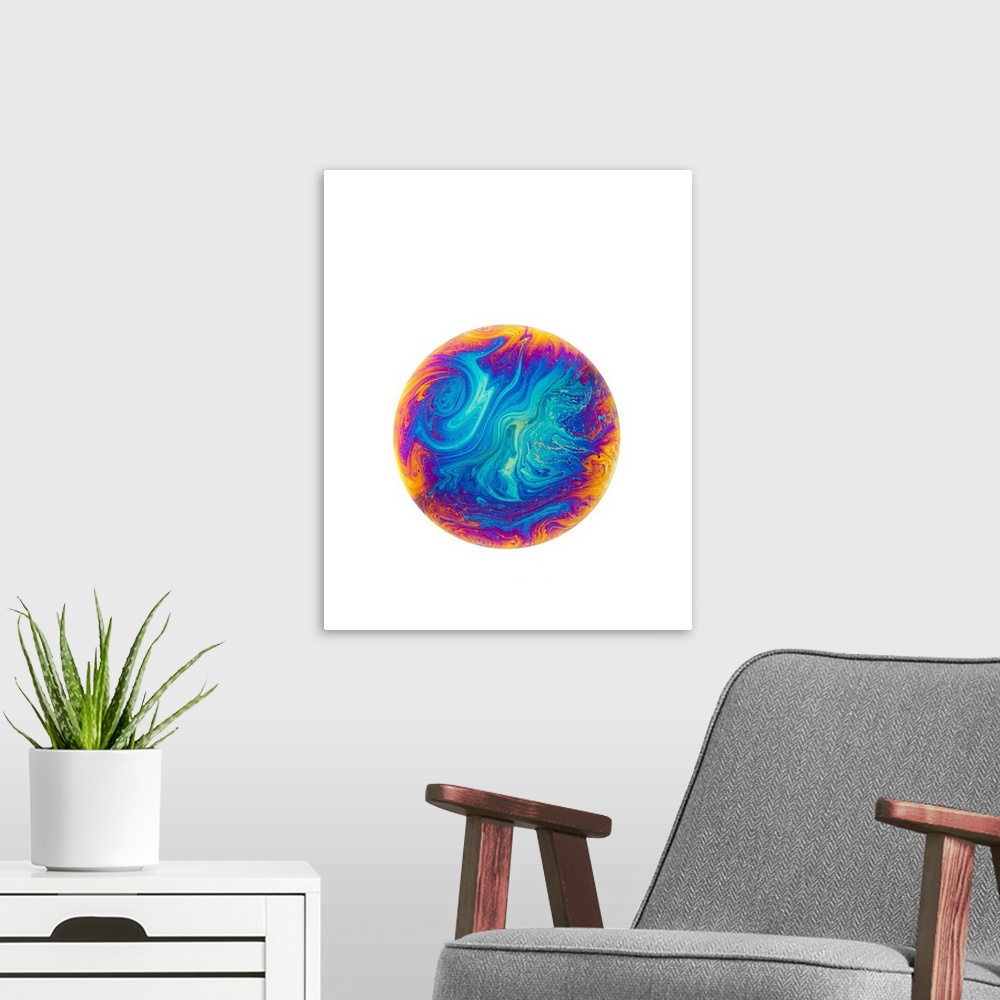 A modern room featuring Soap bubble colours. The movement in the thin film is due to the interaction between gravity and ...