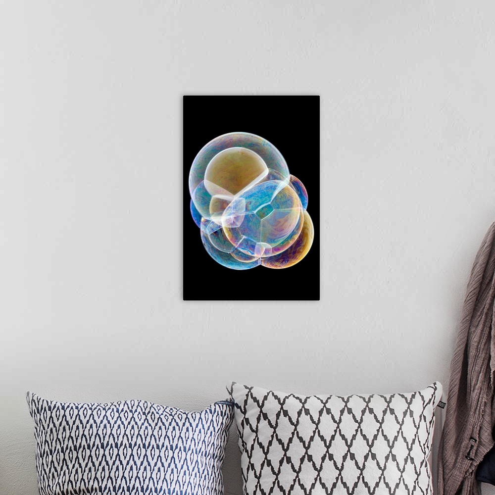 A bohemian room featuring Soap bubbles merging.