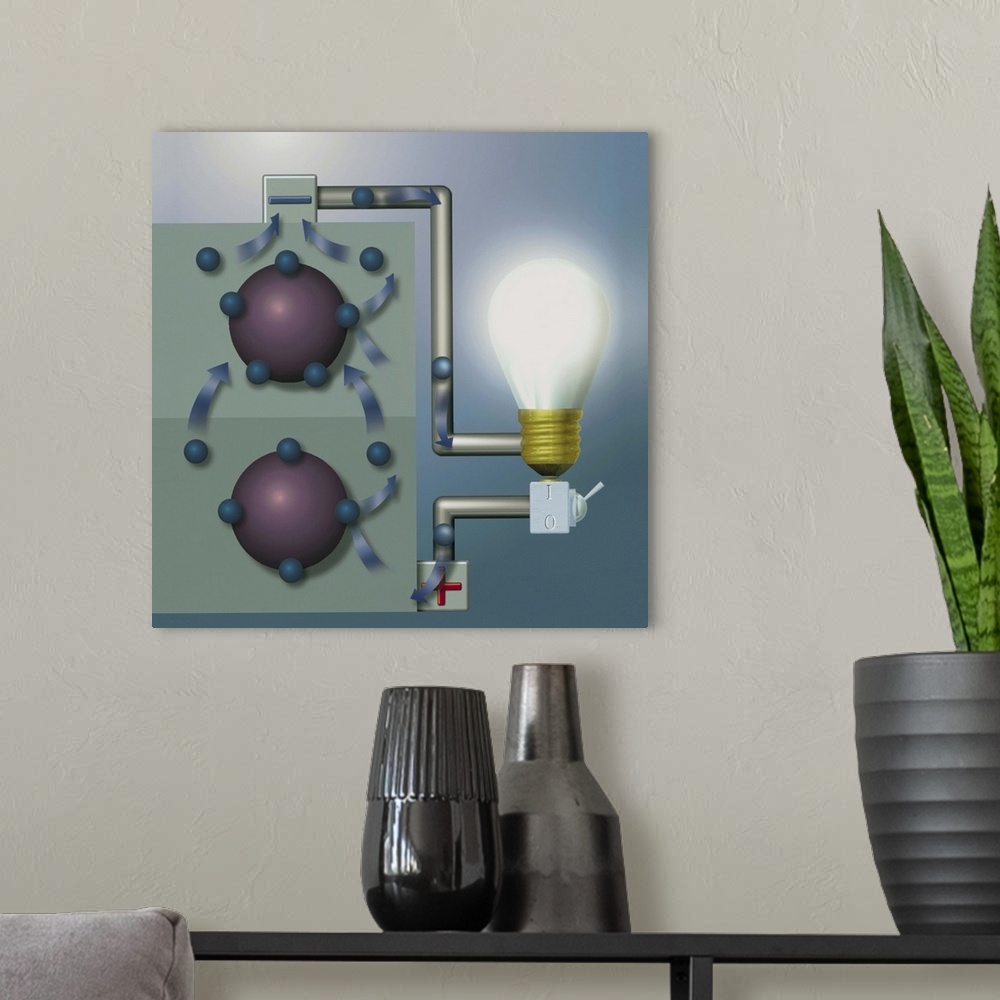 A modern room featuring Solar cell (image 3 of 3). Computer illustration of a solar cell discharging. Solar cells convert...