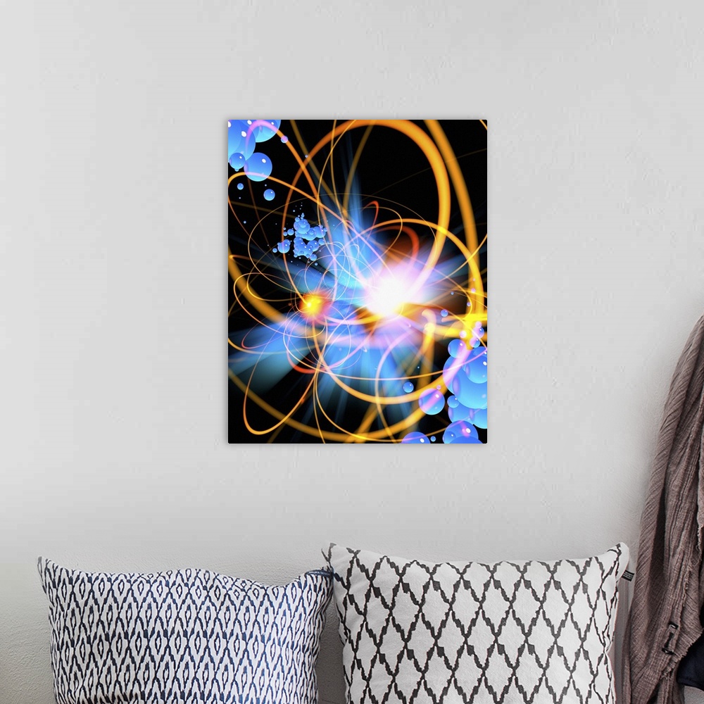 A bohemian room featuring Subatomic particles abstract.