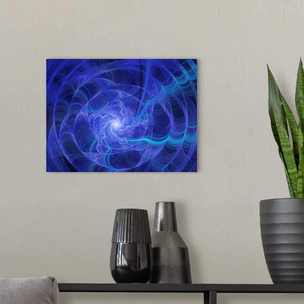 A modern room featuring Superstrings, conceptual computer artwork. The superstring theory is a Theory of Everything (Gran...