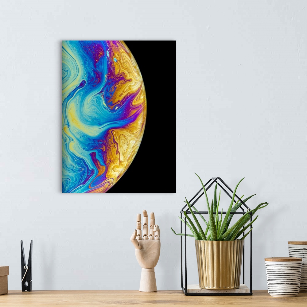 A bohemian room featuring Soap bubble colours. The movement in the thin film is due to the interaction between gravity and ...