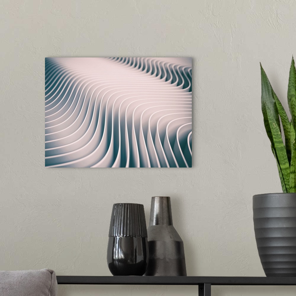 A modern room featuring White wavy lines, full frame illustration.