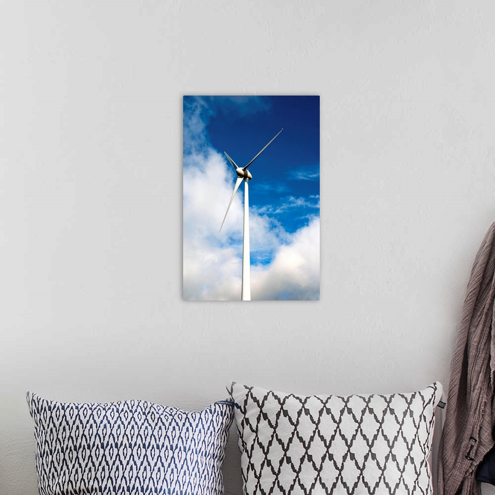 A bohemian room featuring Wind turbine. Wind power is a renewable and clean source of energy for electricity production. Th...