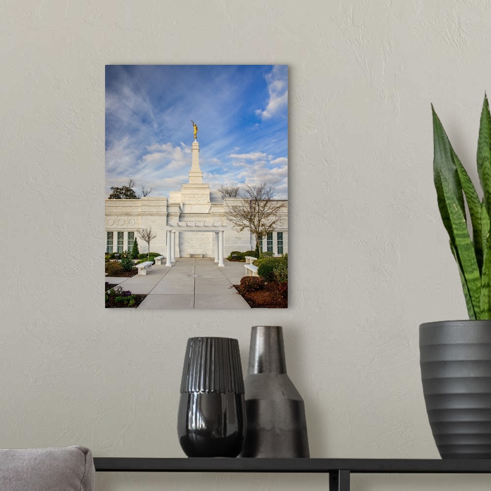 A modern room featuring Dedicated in 1999, the Baton Rouge Louisiana Temple was the first temple to be built in its state...