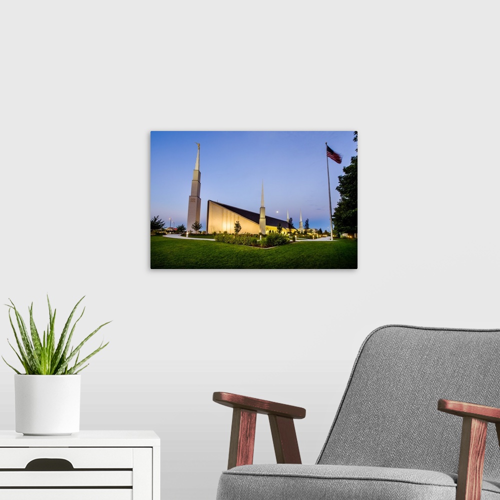 A modern room featuring The Boise Idaho Temple was dedicated in 1982 and again in 1984. It was the 27th temple to be buil...