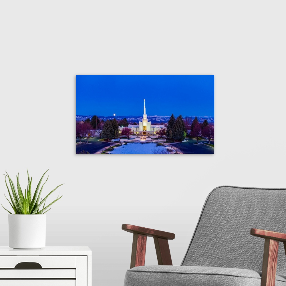 A modern room featuring The Denver Colorado Temple is located in Centennial, Colorado. It encompasses nearly 30,000 squar...