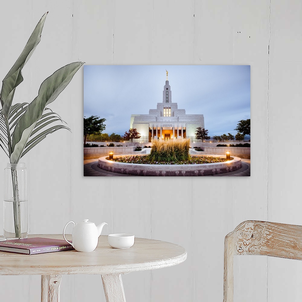 A farmhouse room featuring The Draper Utah Temple was dedicated in 2006 by Gordon Hinckley and again in 2009 by Thomas Monso...