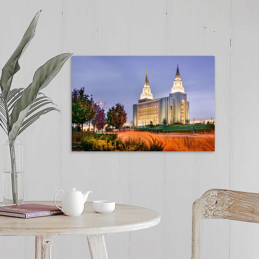 A farmhouse room featuring The Kansas City Missouri Temple has double towers, an architectural quality that distinguishes it...