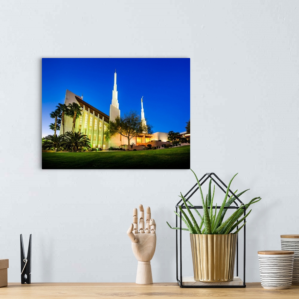 A bohemian room featuring The Las Vegas Nevada Temple was dedicated in 1985 and 1989 by Gordon B. Hinckley. The statue of t...