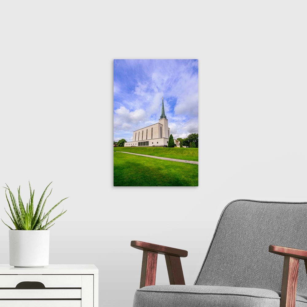 A modern room featuring The London England Temple is the 12th operating temple and is located in Newchapel, Surrey. The t...