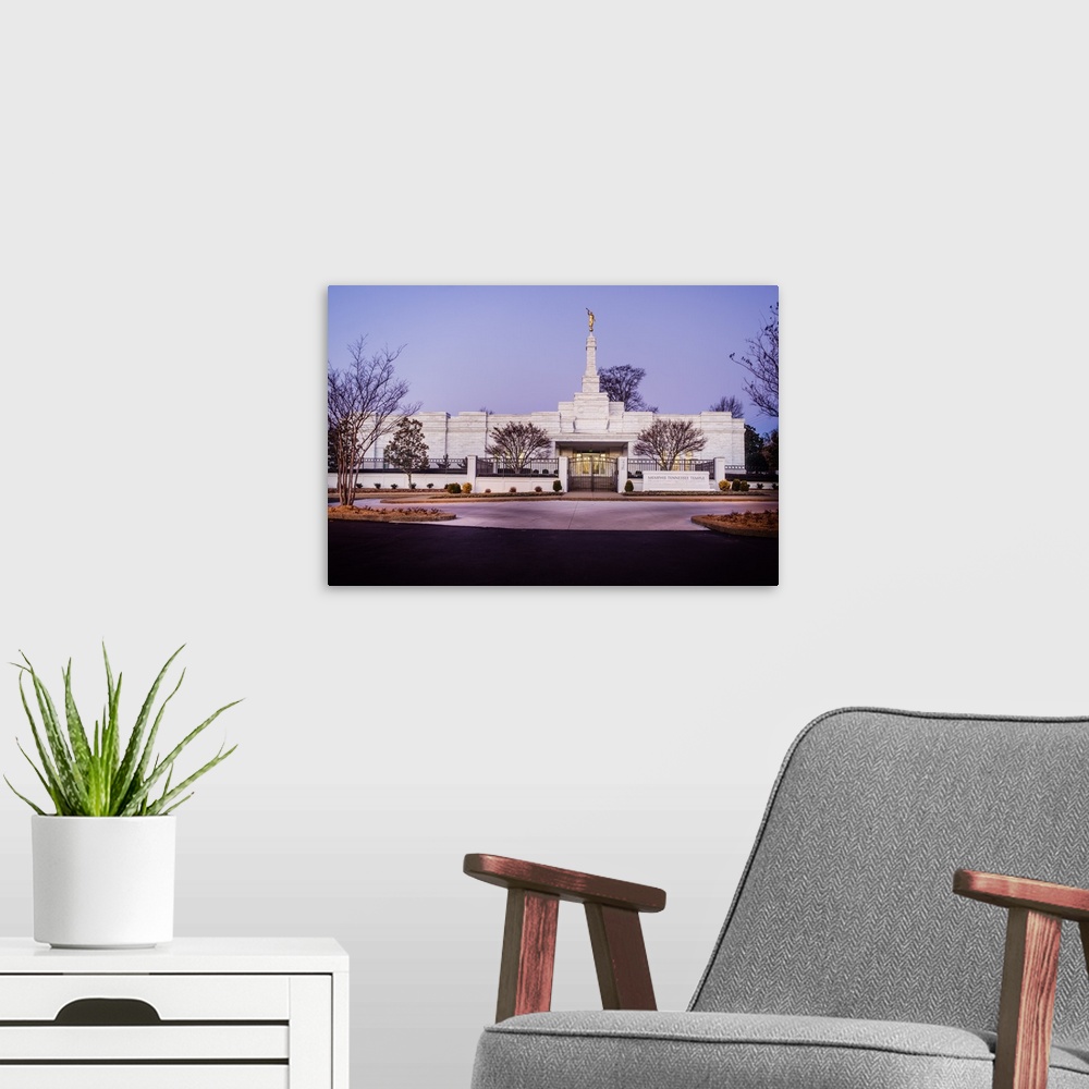 A modern room featuring The Memphis Tennessee temple is located in Bartlett, Tennessee, and was dedicated in January 1999...