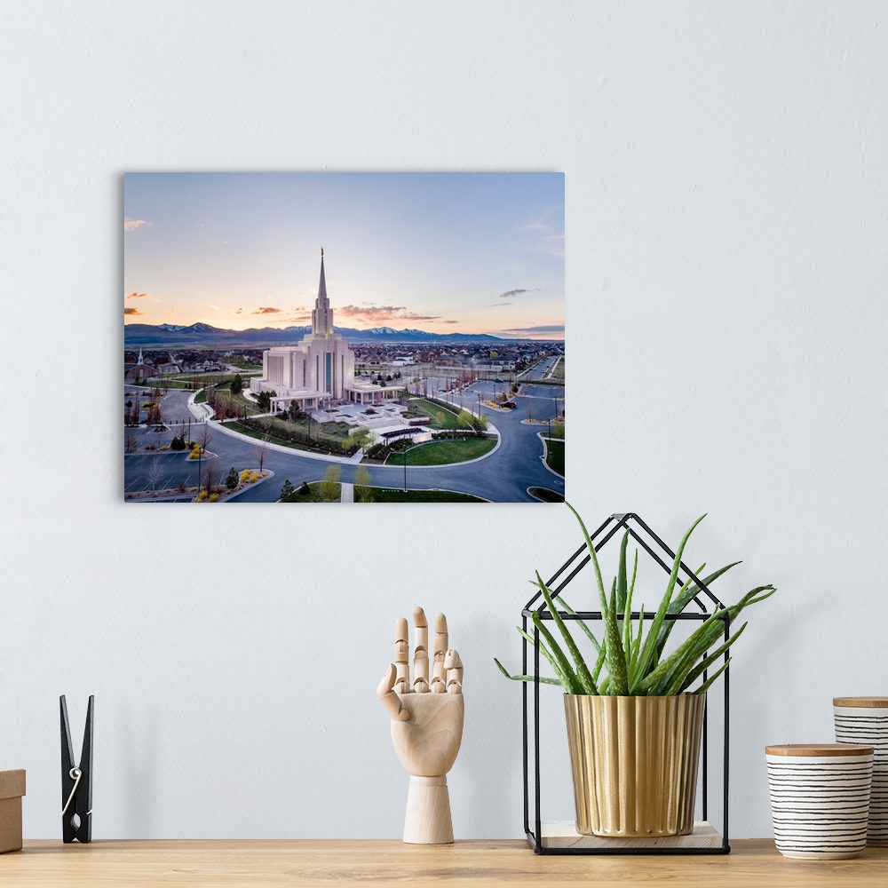 A bohemian room featuring The Oquirrh Mountain Utah Temple was dedicated in 2006 by Gordon B. Hinckley and again in 2009 by...
