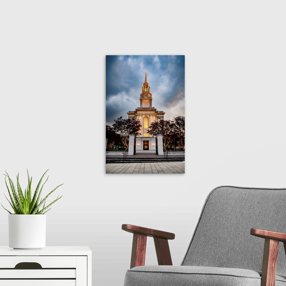 A modern room featuring Philadelphia Pennsylvania Temple, Moody Skies, Philadelphia, PA
