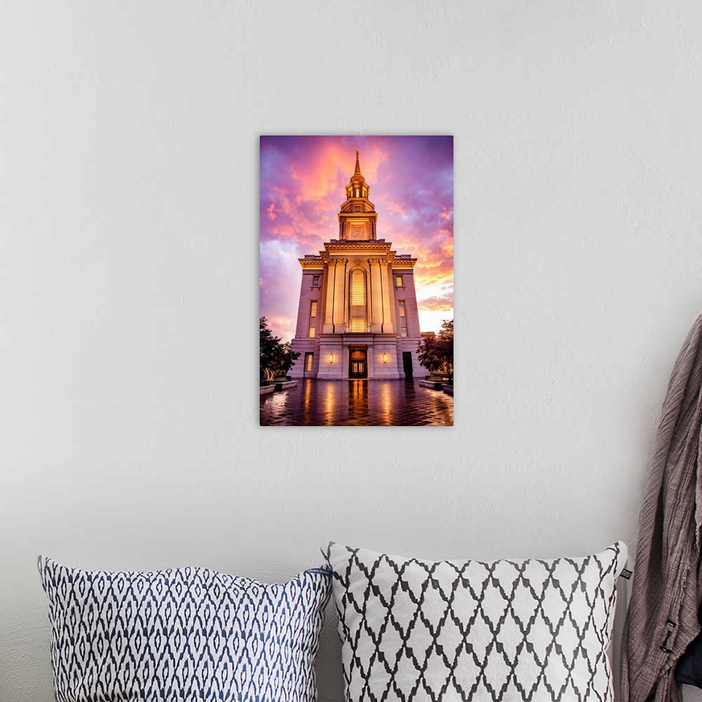 A bohemian room featuring Philadelphia Pennsylvania Temple, Sunset, Philadelphia, PA