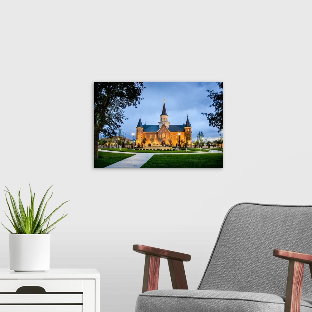 A modern room featuring The Provo City Center Temple is the 150th operating temple and the second in Provo, Utah. The Pro...