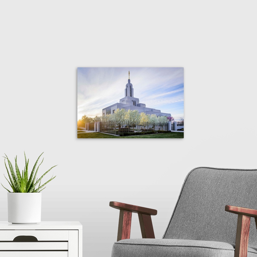 A modern room featuring The Draper Utah Temple was dedicated in 2006 by Gordon Hinckley and again in 2009 by Thomas Monso...