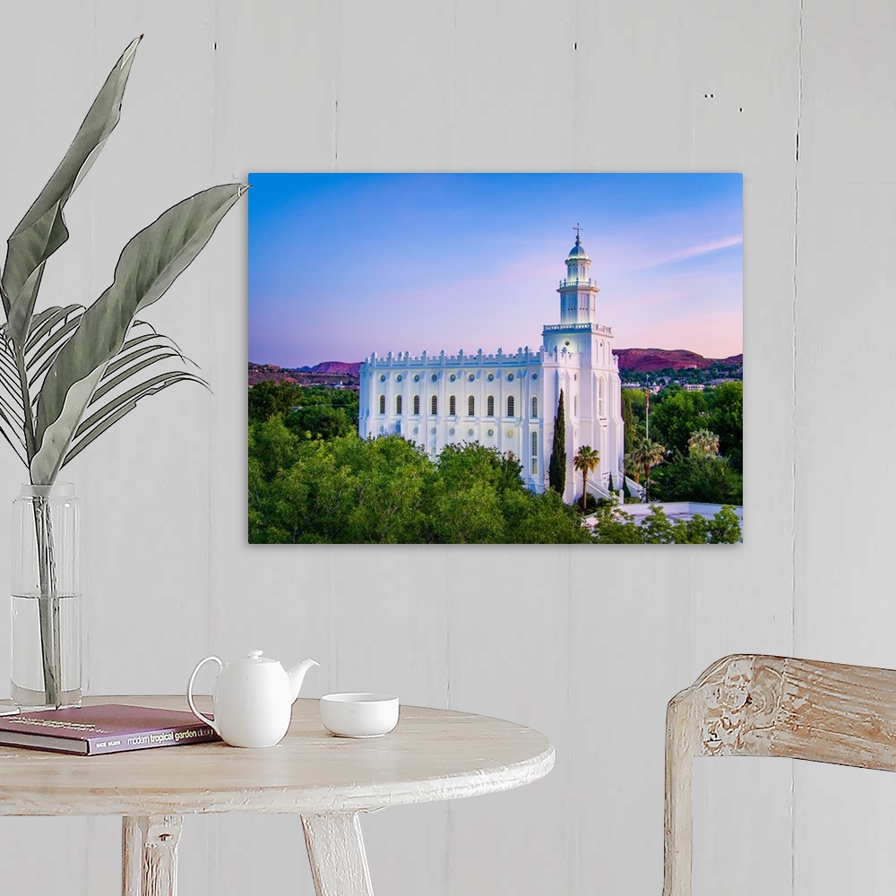 A farmhouse room featuring The St. George Utah Temple was the first operating temple. The temple site was originally dedicat...