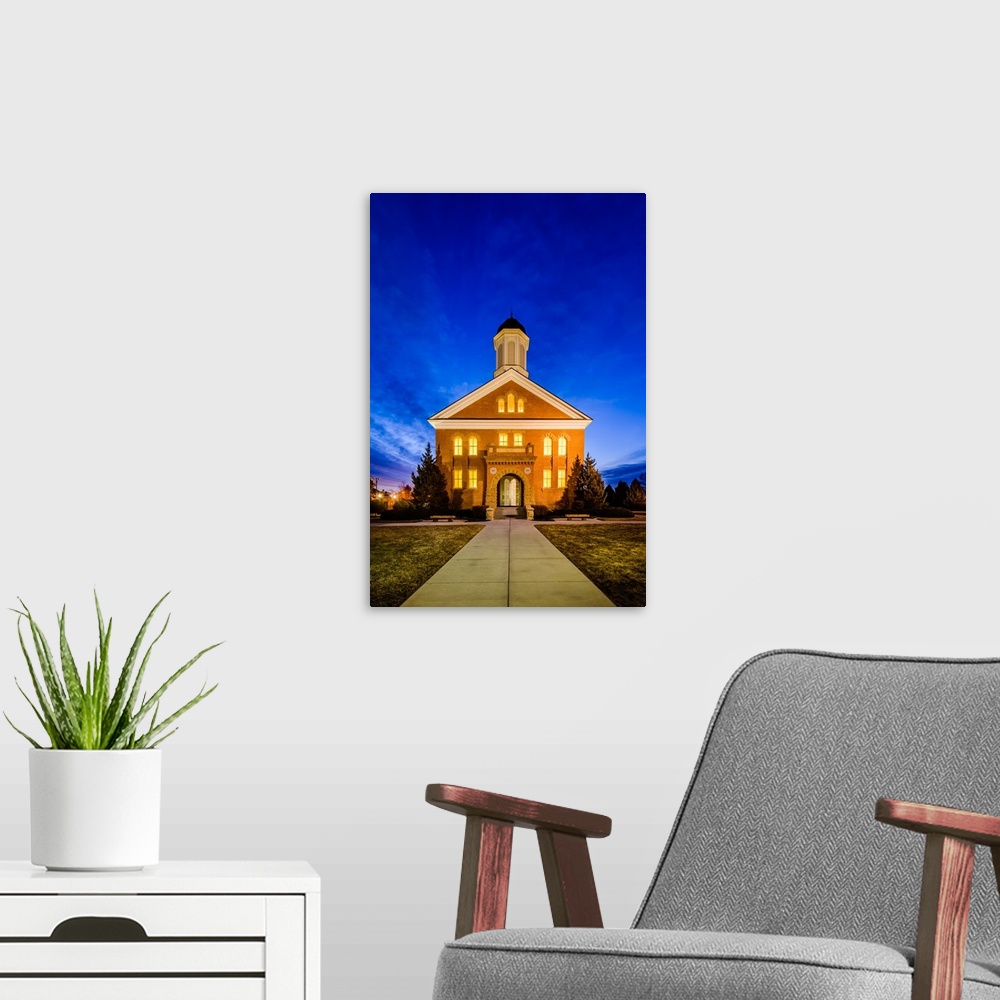 A modern room featuring The Vernal Utah Temple is located in the Ashley Valley landscape, which is considered a historic ...