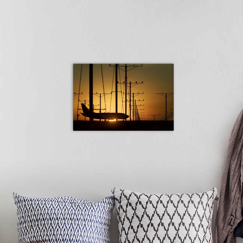 A bohemian room featuring Airplane Powerline Sunset