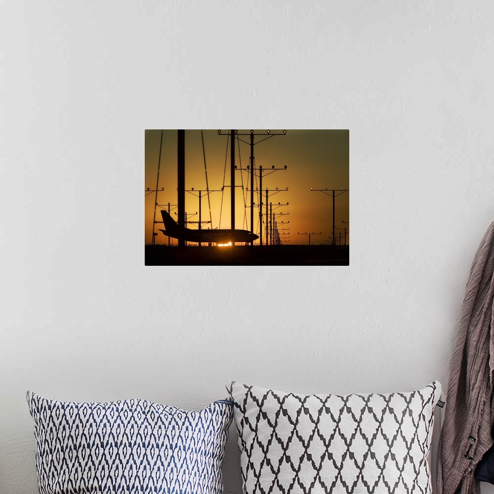 A bohemian room featuring Airplane Powerline Sunset