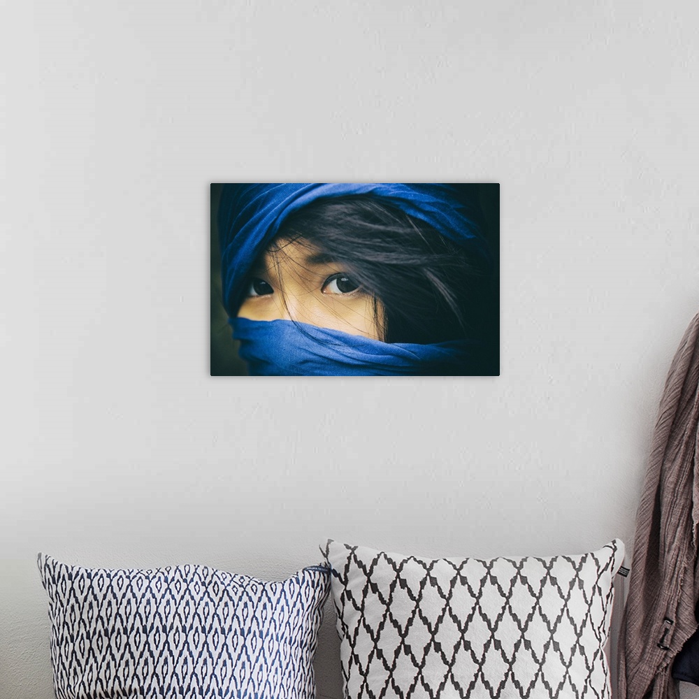 A bohemian room featuring Beautiful Asian girl with blue scarf