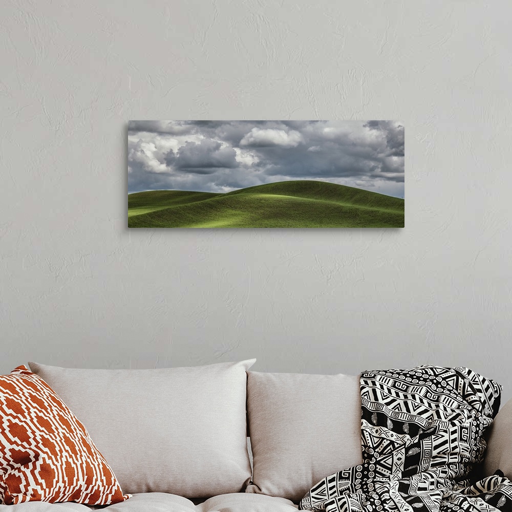 A bohemian room featuring Beautiful clouds over the green wheatfields of the Palouse, Washington