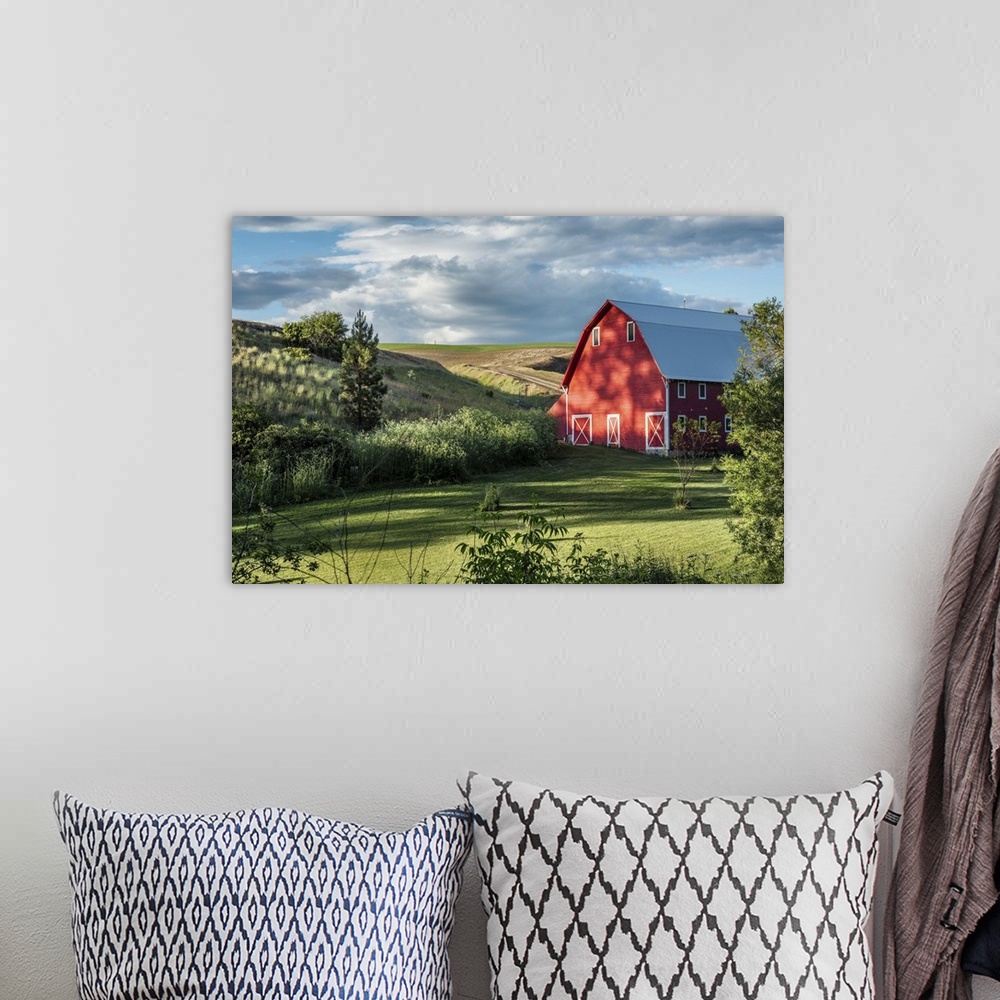 A bohemian room featuring Beautiful red barn and garden in the Palouse, Washington