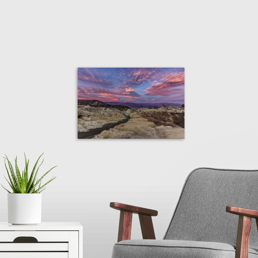 A modern room featuring Beautiful sunrise at Zabriski Point in Death Valley National Park.