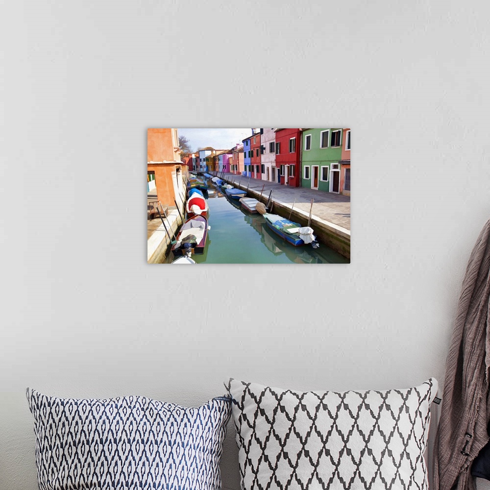 A bohemian room featuring Canal in Borano, Venice, Italy