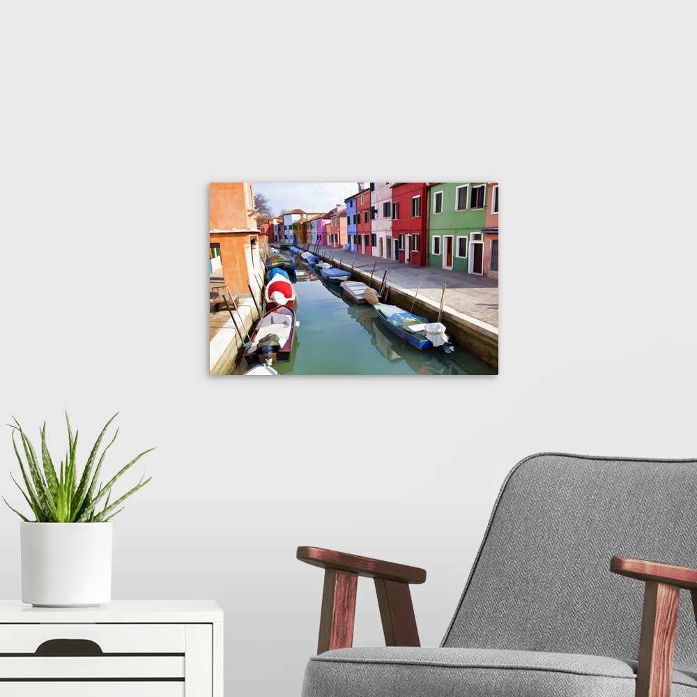 A modern room featuring Canal in Borano, Venice, Italy