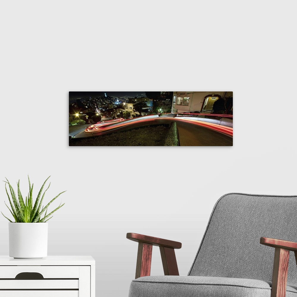 A modern room featuring Car trails on Lombard Street in San Francisco